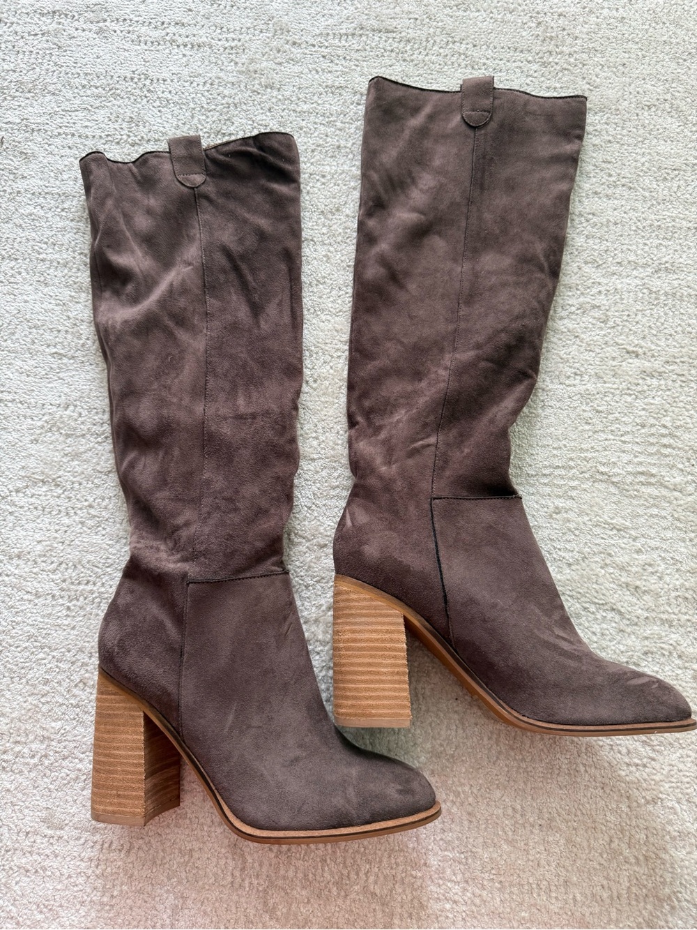 Women's Knee-High Suede Block Heel Boots - Brown 7.5